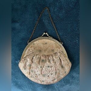 Vintage Metallic and Floral Clutch Bag